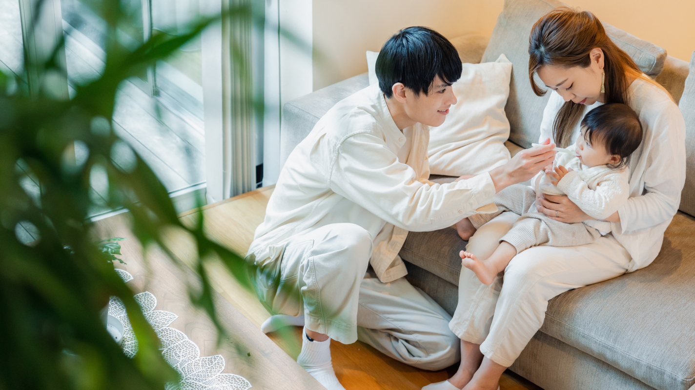 ひろはうすの平屋づくりの特長 家族の写真