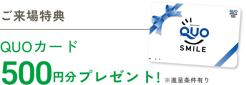 ご来場特典QUOカード500円分プレゼント!