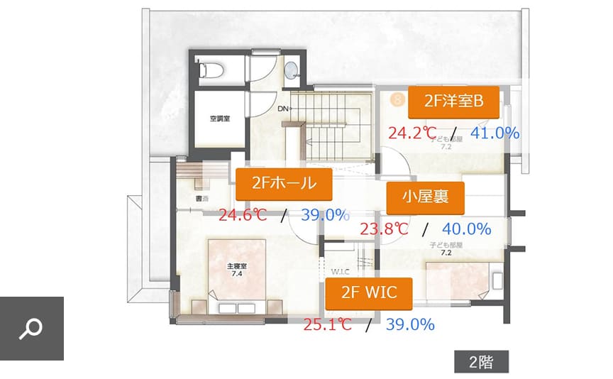 サーラ住宅 全館空調モデルハウス 2F間取り図